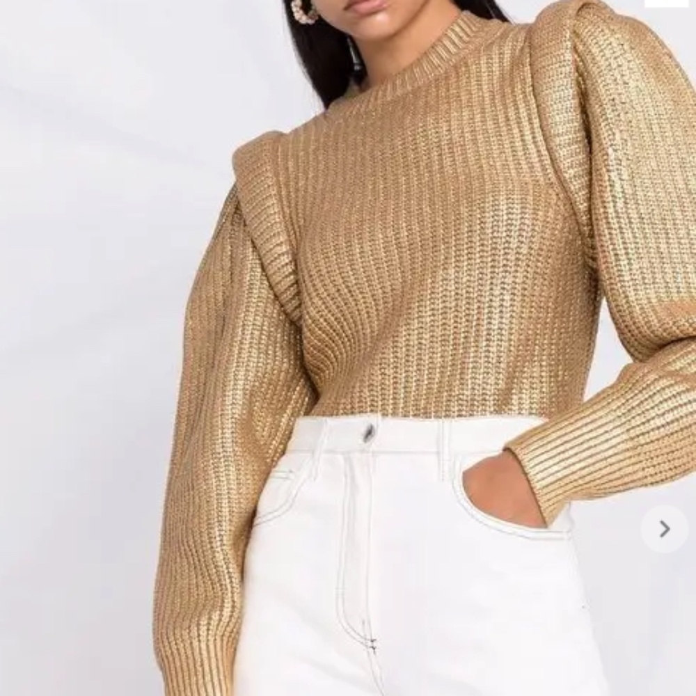 ULLA JOHNSON  Victoire Etallic-Thread Sweater, Size P (XS)